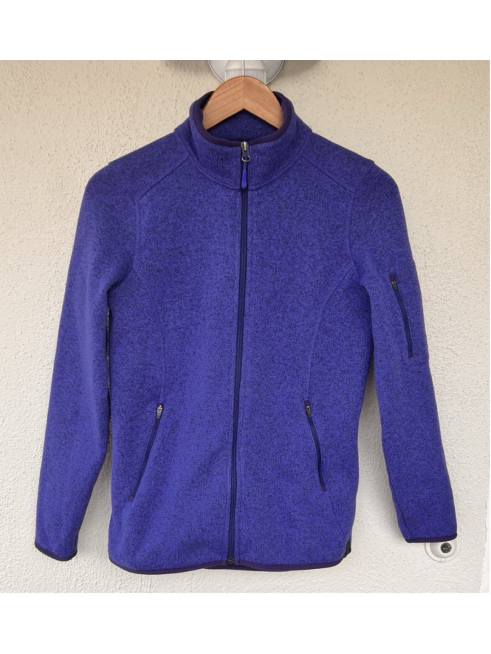 LL Bean Women’s Zip Up Fleece Jacket S Purple Mock Neck Pockets Outdoors Hike